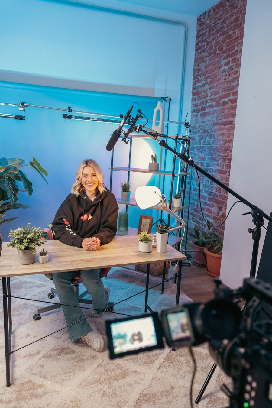 Creator recording in a home studio